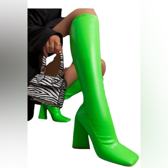 Mix Shuz Lime Green Knee High Boots - Picture 1 of 6